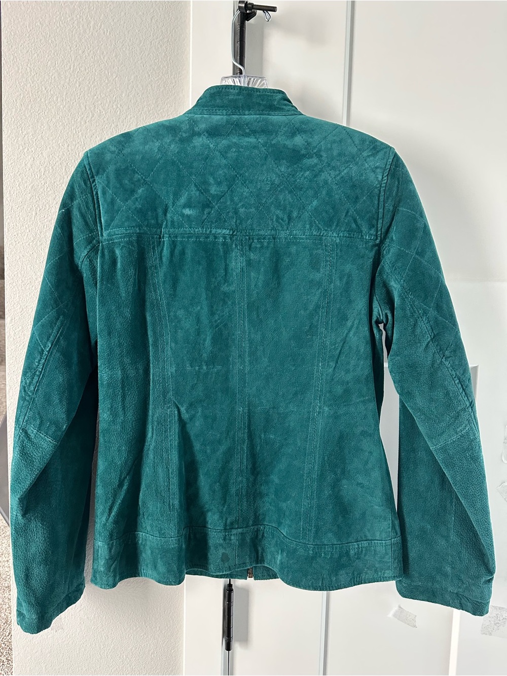 Ruff Hewn Teal Suede Genuine Leather Jacket size S - Picture 4 of 7